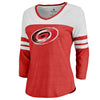 Carolina Hurricanes Women's Distressed Team Primary Logo Three-Quarter Sleeve Tri-Blend T-Shirt - Red