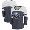 Buffalo Sabres Women's Distressed Team Primary Logo Three-Quarter Sleeve Tri-Blend T-Shirt - Navy
