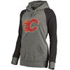 Calgary Flames Women's Distressed Team Primary Logo Tri-Blend Pullover Hoodie - Ash