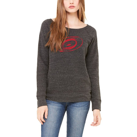 Carolina Hurricanes Let Loose by RNL Women's Game Day Wide Neck Pullover Sweatshirt - Heathered Charcoal