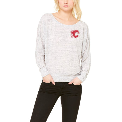 Calgary Flames Let Loose by RNL Women's Winning Off-Shoulder Long Sleeve T-Shirt - White