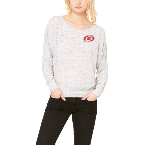 Carolina Hurricanes Let Loose by RNL Women's Winning Off-Shoulder Long Sleeve T-Shirt - White