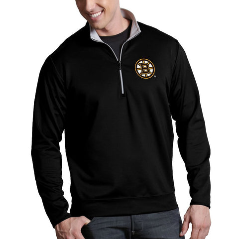 Boston Bruins Antigua Leader 1/4-Zip Pullover Jacket - Black
