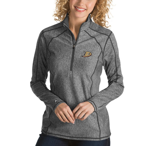 Anaheim Ducks Antigua Women's Tempo Desert Dry 1/2-Zip Pullover Jacket - Charcoal