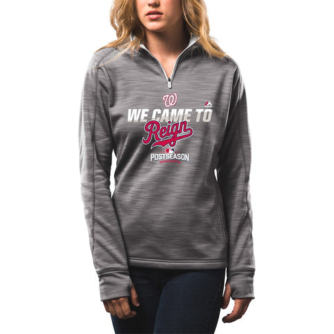Washington Nationals Women's 2016 Postseason Participant We Came to Reign 1/4-Zip Streak Fleece - Graphite