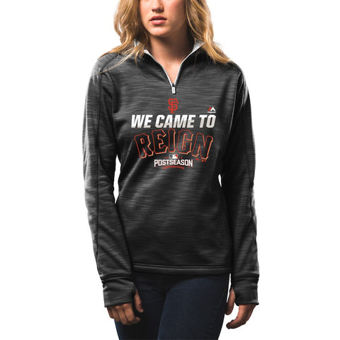 San Francisco Giants Women's 2016 Postseason Participant We Came to Reign 1/4-Zip Streak Fleece - Black