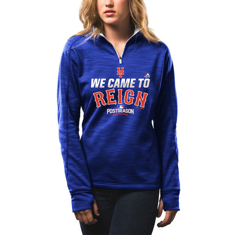 New York Mets Women's 2016 Postseason Participant We Came to Reign Quarter-Zip Streak Fleece - Royal