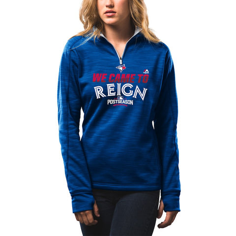 Toronto Blue Jays Women's 2016 Postseason Participant We Came to Reign Quarter-Zip Streak Fleece - Royal