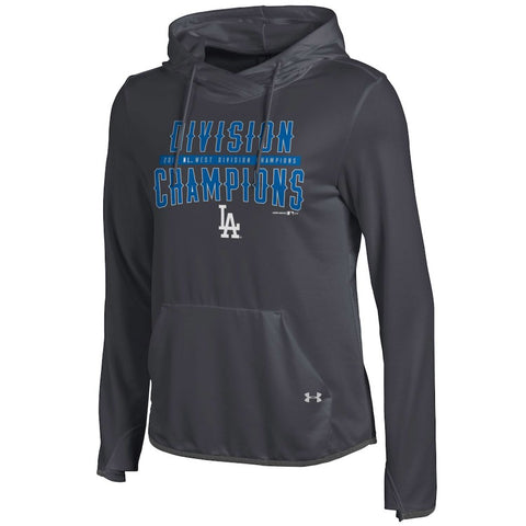 Los Angeles Dodgers Under Armour Women's 2016 NL West Division Champions Performance Pullover Hoodie - Charcoal