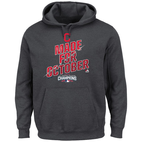 Cleveland Indians Majestic Big & Tall 2016 AL Central Division Champions Made for October Locker Room Pullover Hoodie - Charcoal