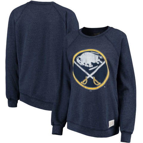 Buffalo Sabres Original Retro Brand Women's Vintage Tri-Blend Pullover Sweatshirt - Navy