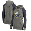 Buffalo Sabres   Women's Distressed Team Logo Raglan Pullover Hoodie - Gray/Navy