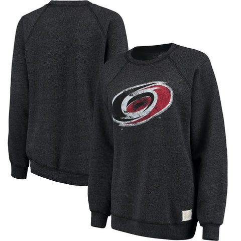 Carolina Hurricanes Original Retro Brand Women's Vintage Tri-Blend Pullover Sweatshirt - Black