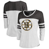 Boston Bruins   Women's Distressed Primary Logo Long Sleeve T-Shirt - White/Black