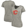 Calgary Flames Women's Throwback Logo 1980-1981 Tri-Blend T-Shirt - Ash
