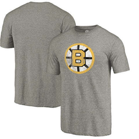 Boston Bruins Throwback Logo 1989-1990 Tri-Blend T-Shirt - Ash