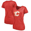 Calgary Flames Women's Throwback Logo 1980-1981 Tri-Blend T-Shirt - Ash