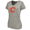 Calgary Flames Women's Throwback Logo 1980-1981 Tri-Blend T-Shirt - Ash