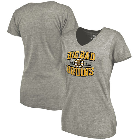 Boston Bruins Women's Hometown Collection Big Bad Bruins Tri-Blend V-Neck T-Shirt - Ash