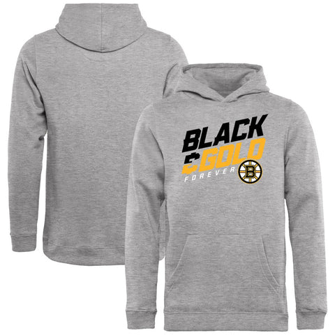 Boston Bruins Youth Hometown Collection Black & Gold Pullover Hoodie - Ash