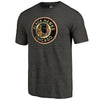 Chicago Blackhawks Distressed Throwback Primary Logo Tri-Blend T-Shirt - Black