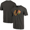 Chicago Blackhawks Distressed Throwback Primary Logo Tri-Blend T-Shirt - Black -