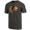 Chicago Blackhawks Distressed Throwback Primary Logo Tri-Blend T-Shirt - Black -
