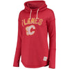Calgary Flames Original Retro Brand Women's Funnel Neck Fleece Pullover Sweatshirt - Red