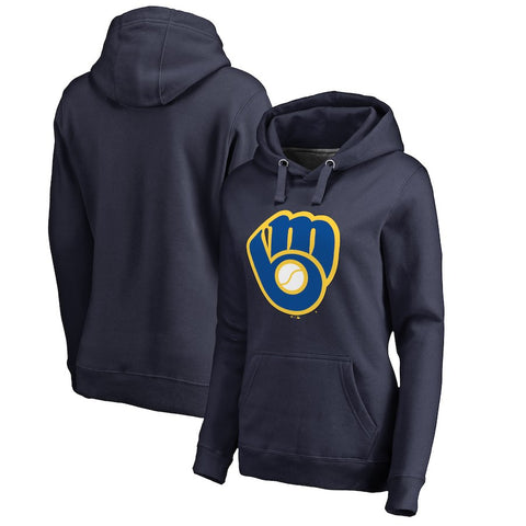 Milwaukee Brewers Women's Plus Sizes Primary Logo Pullover Hoodie