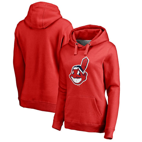 Cleveland Indians Women's Plus Sizes Primary Team Logo Pullover Hoodie - Red