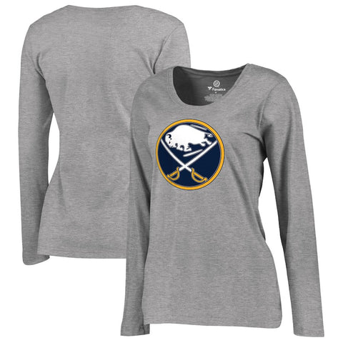 Buffalo Sabres Women's Plus Sizes Primary Logo Long Sleeve T-Shirt - Heathered Gray