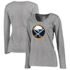 Buffalo Sabres Women's Plus Sizes Primary Logo Long Sleeve T-Shirt - Heathered Gray