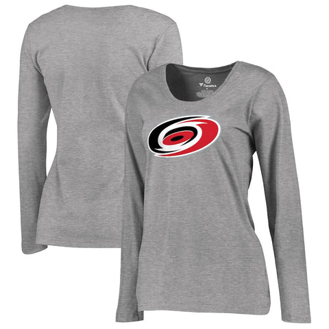Carolina Hurricanes Women's Plus Sizes Primary Logo Long Sleeve T-Shirt - Heathered Gray