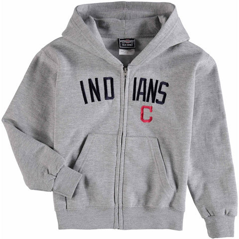 Cleveland Indians Soft as a Grape Youth Team Cap Full-Zip Sweatshirt - Heathered Gray