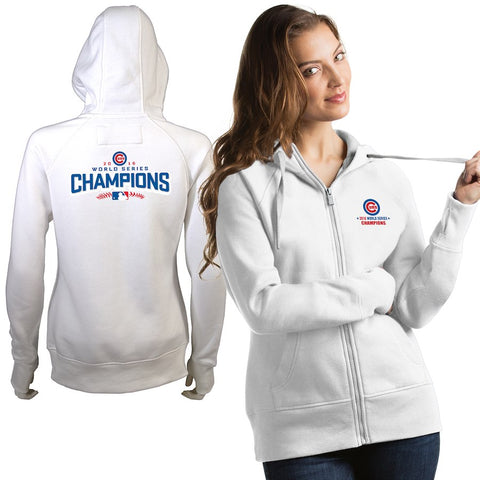 Chicago Cubs Antigua Women's 2016 World Series Champions Victory Full-Zip Hoodie - White