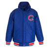 Chicago Cubs JH Design Toddler 2016 World Series Champions Polytwill Reversible Hooded Jacket - Royal/Red