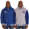 Chicago Cubs JH Design 2016 World Series Champions Two-Tone Reversible Fleece Hooded Jacket - Gray/Royal