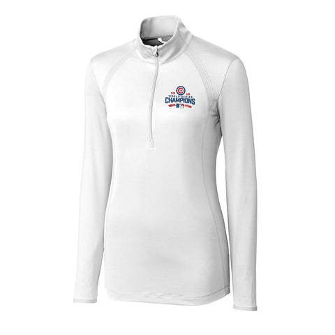 Chicago Cubs Cutter & Buck Women's 2016 World Series Champions Williams Half-Zip Jacket - White