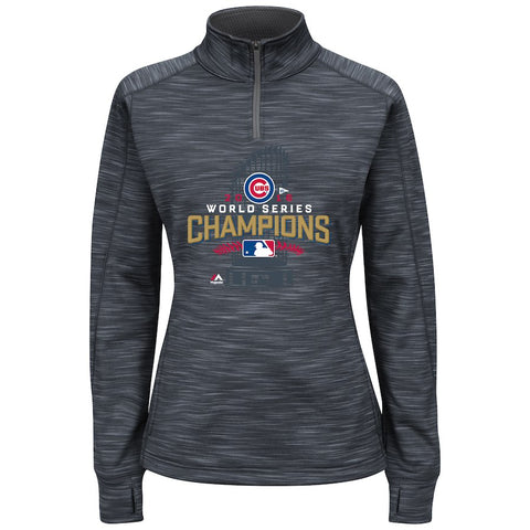 Chicago Cubs Majestic Women's 2016 World Series Champions Streak Fleece Quarter-Zip Sweatshirt - Gray