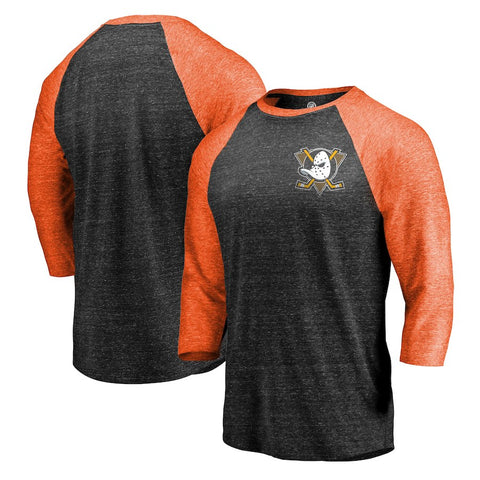 Anaheim Ducks   Refresh Shift 3/4-Sleeve Raglan T-Shirt - Black/Orange