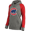 Chicago Cubs Women's Primary Logo Tri-Blend Raglan Pullover Hoodie - Heather Gray/Red