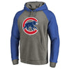 Chicago Cubs   Primary Logo Raglan Pullover Hoodie - Heathered Gray