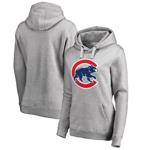 Chicago Cubs Women's Primary Logo Pullover Hoodie - Heather Gray