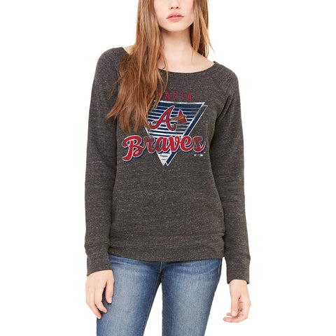 Atlanta Braves Let Loose by RNL Women's Eighty Something Wide Neck Sweatshirt - Charcoal