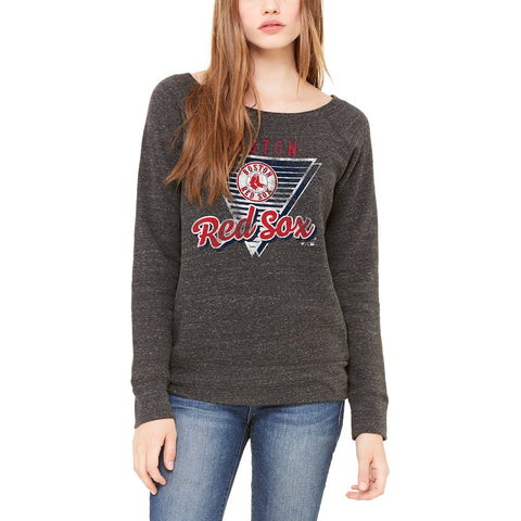 Boston Red Sox Let Loose by RNL Women's Eighty Something Wide Neck Sweatshirt - Charcoal