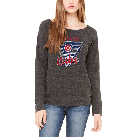 Chicago Cubs Let Loose by RNL Women's Eighty Something Wide Neck Sweatshirt - Charcoal