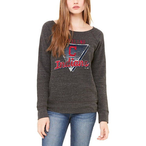 Cleveland Indians Let Loose by RNL Women's Eighty Something Wide Neck Sweatshirt - Charcoal