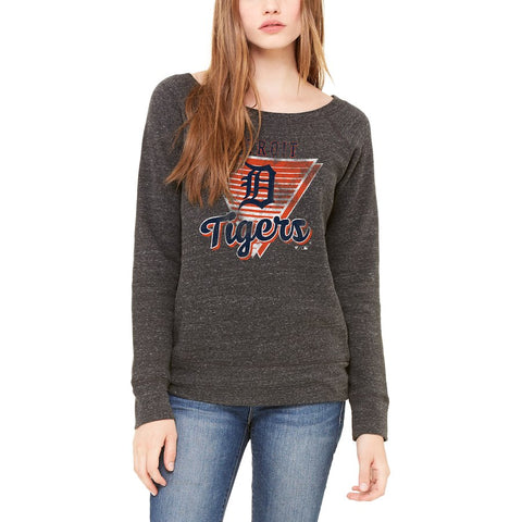 Detroit Tigers Let Loose by RNL Women's Eighty Something Wide Neck Sweatshirt - Charcoal