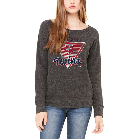 Minnesota Twins Let Loose by RNL Women's Eighty Something Wide Neck Sweatshirt - Charcoal