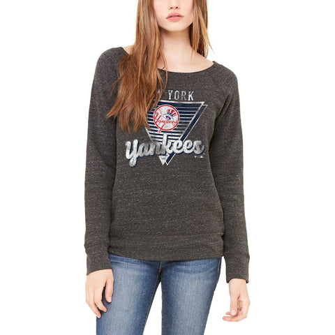New York Yankees Let Loose by RNL Women's Eighty Something Wide Neck Sweatshirt - Charcoal